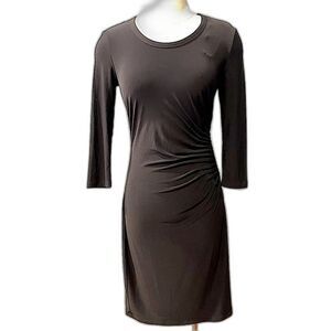 Philosophy Black Stretch Knit Ruched Side 3/4 Sleeve Dress Size Small